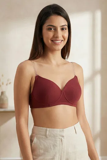 Buy Zivame Beautiful Basics Padded Non Wired 3/4Th Coverage Backless Bra - Sundried Tomato